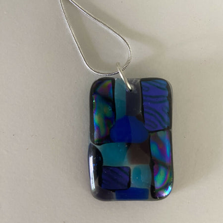 Dichroic Glass Fused Pendant (Lg Blue)