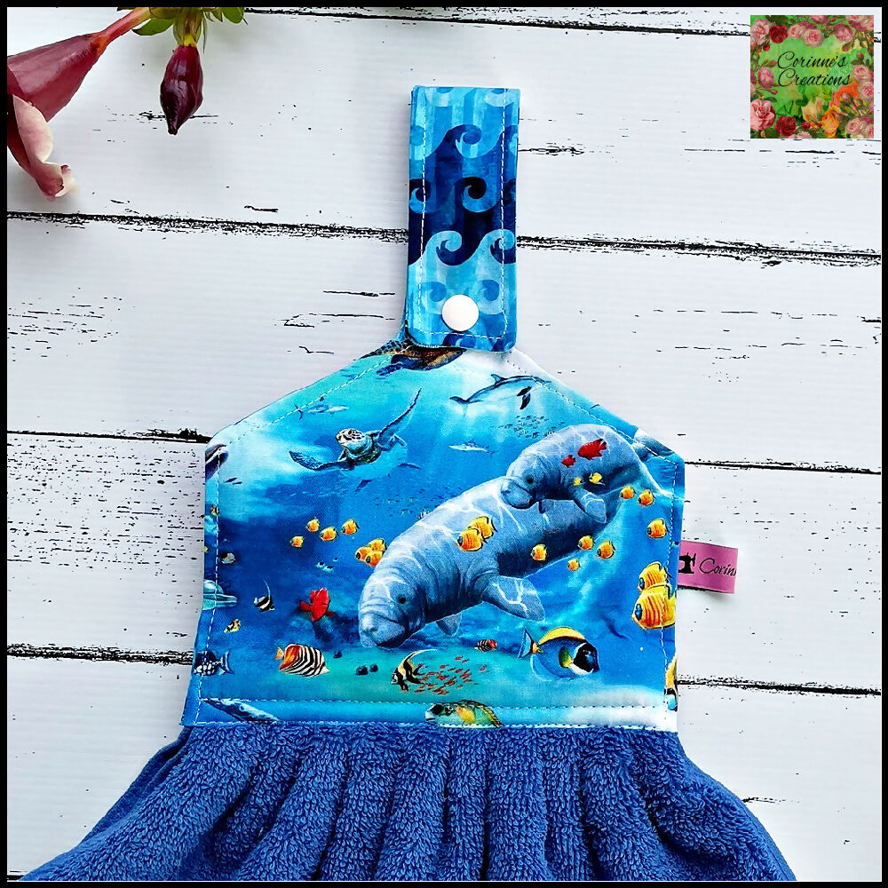 Hanging Hand Towel Under The Sea, 3 Choices, Blue