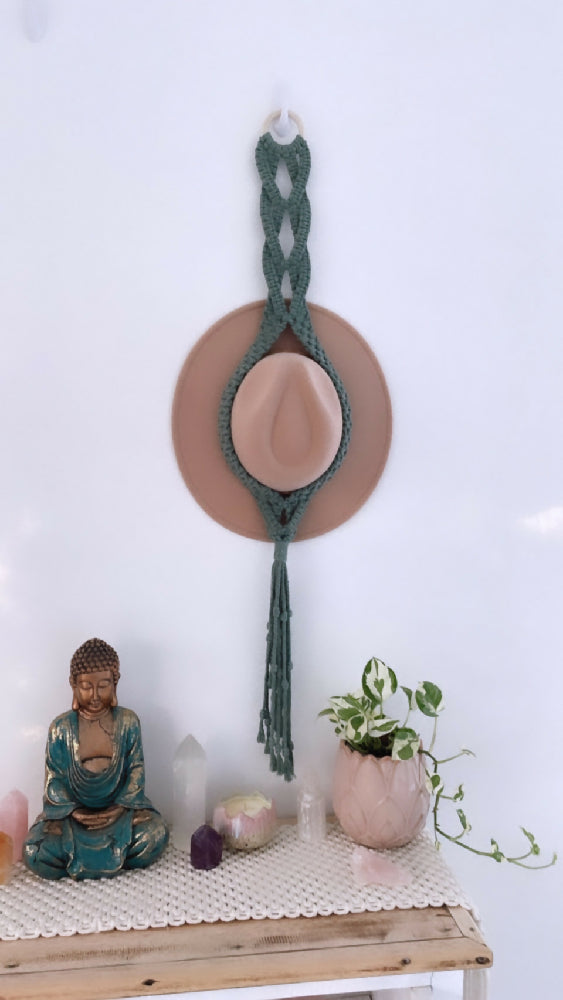 Macrame Single Hat Hanger Dark Sage