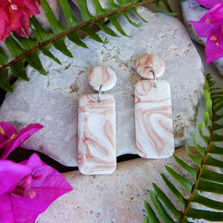 Pink & White Polymer Clay Earrings 