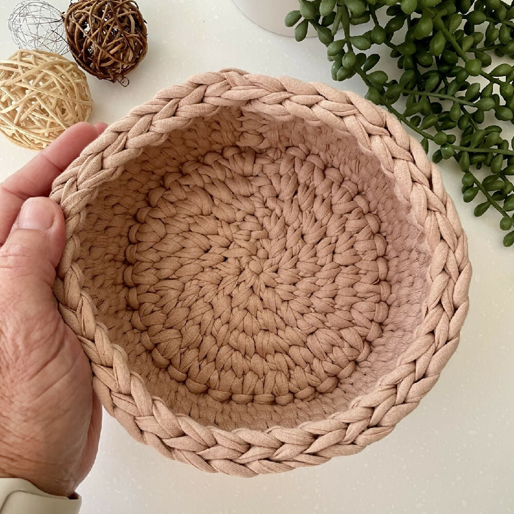 Handmade Home Decor Basket | Blush Beige | Small