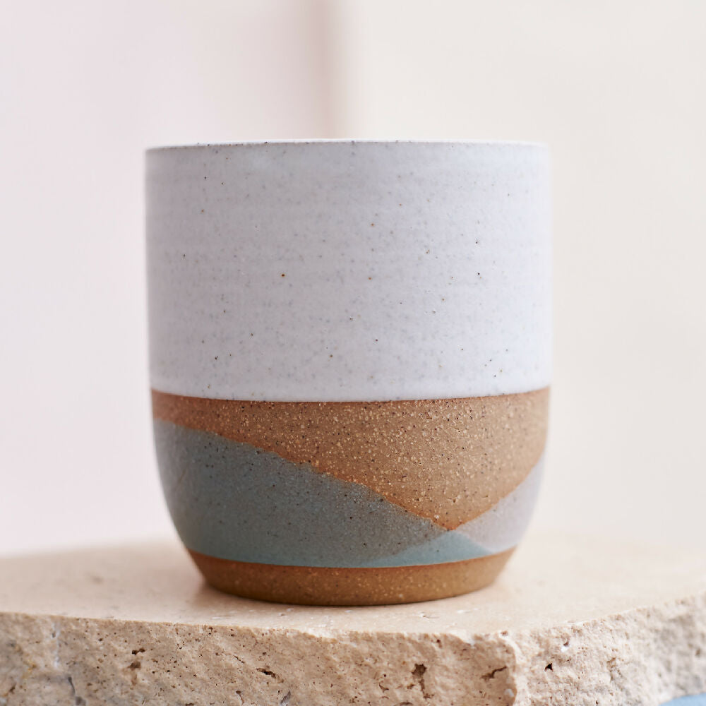 Tidal Handmade Ceramic Tumbler - Green and Grey