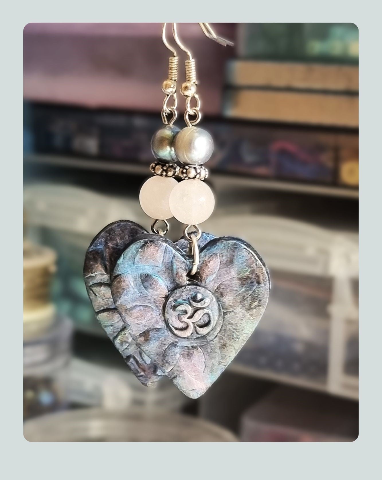 Om Rainbow Pearl Heart