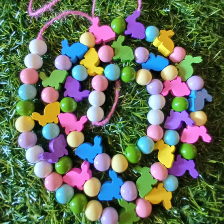 Easter Wooden Bead Garland with Bunnies