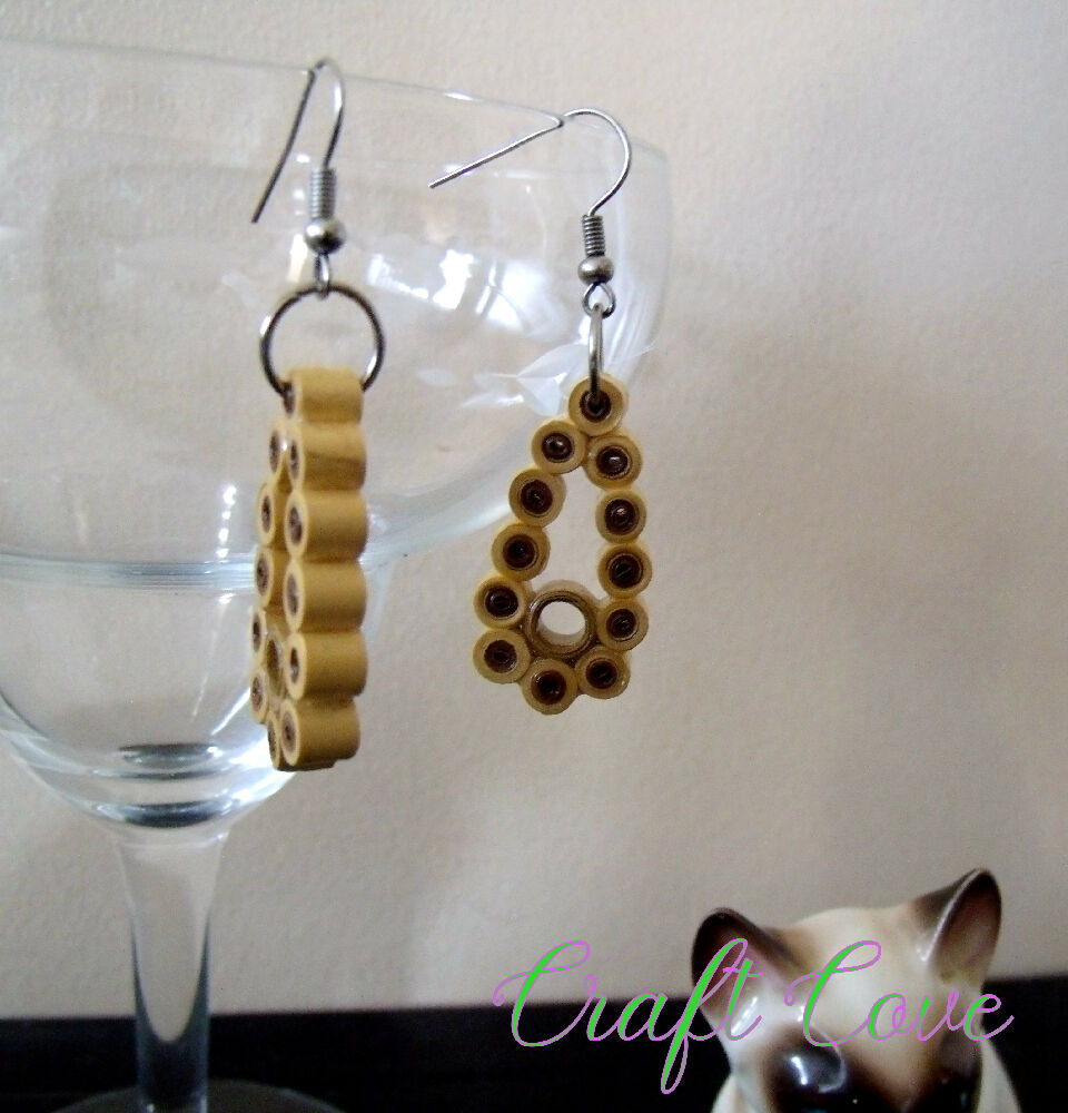 Earrings Quilled Teardrop Circles in Brown