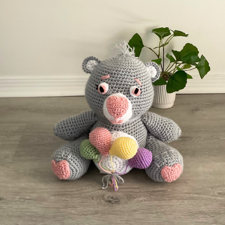 Handmade Crochet Teddy Bear, Grey Crochet Teddy Bear