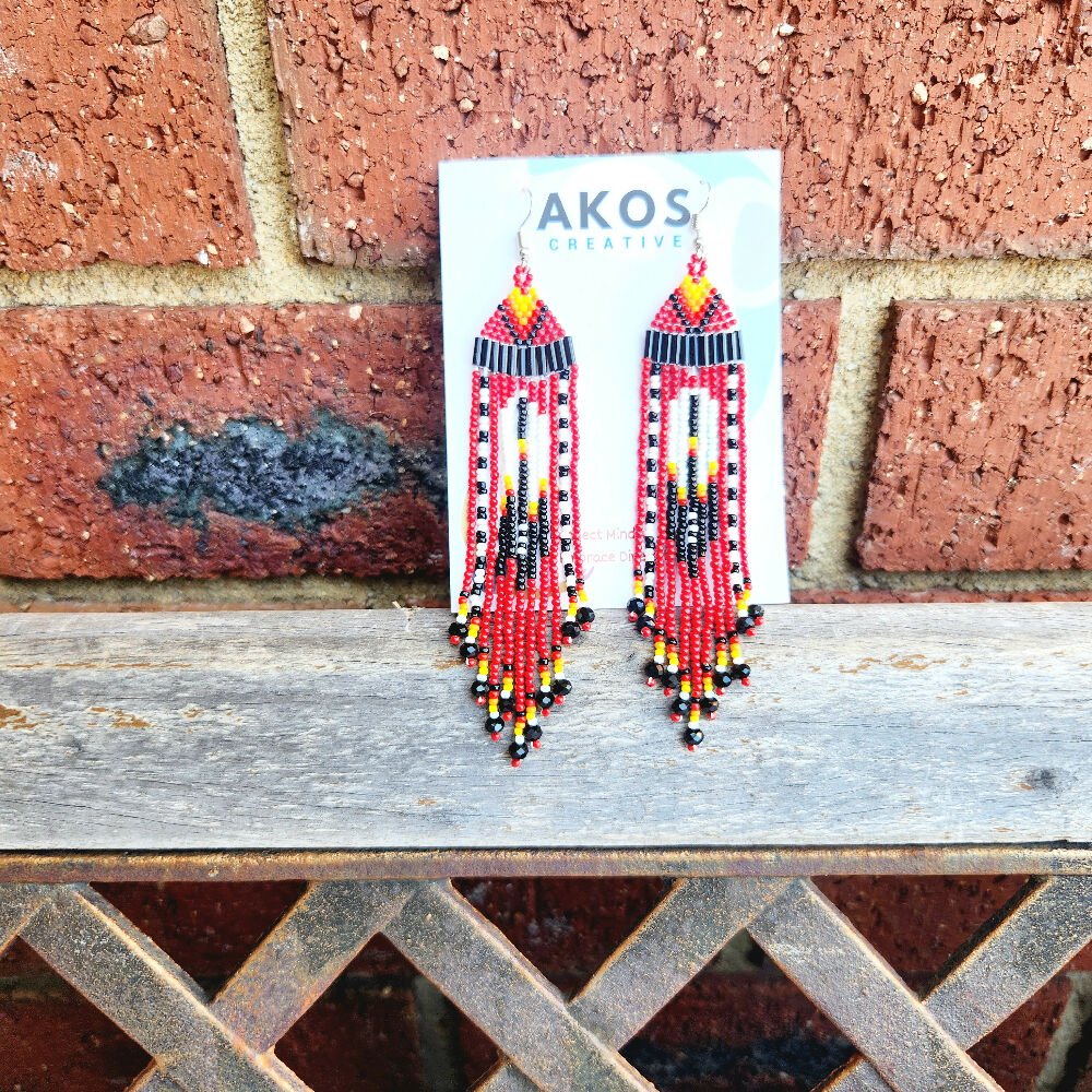 Beaded earrings fire motif_Akos Creative Australia (4)