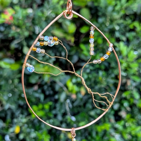 Suncatcher with glass beads | minimalist style | tree of life