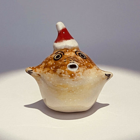 Baby Puffer fish with Christmas hat ornament