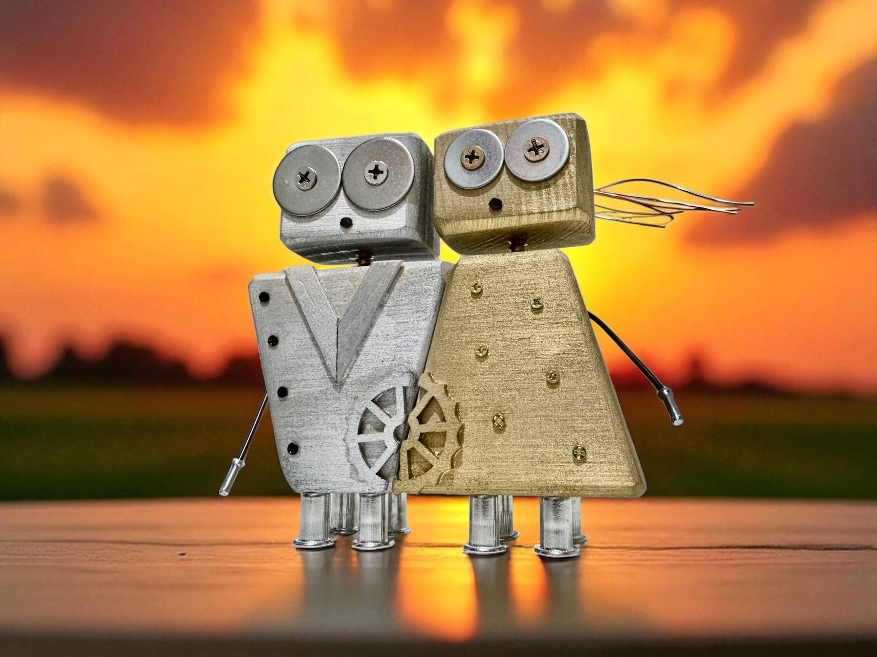 Rivet & Rose – Wooden Robot Couple