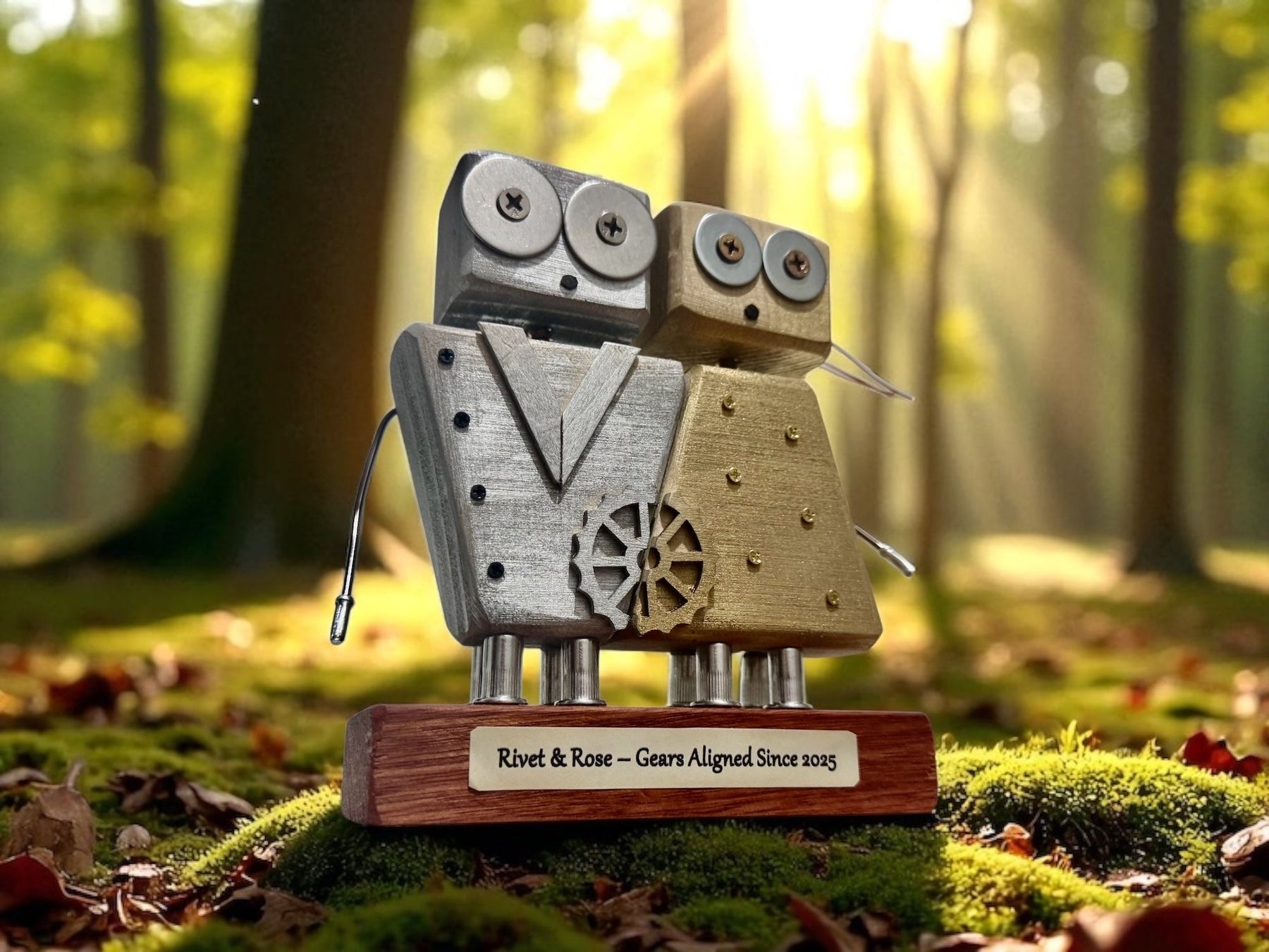 Rivet & Rose G-01 – Wooden Robot Couple (Customisable)