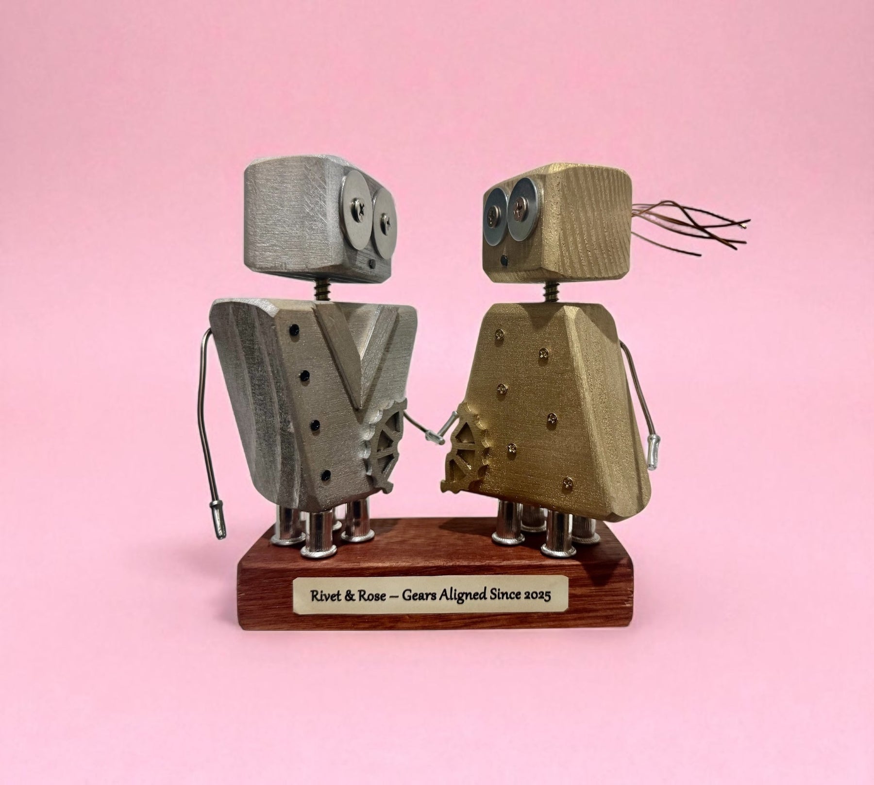 Rivet & Rose G-01 – Wooden Robot Couple (Customisable)