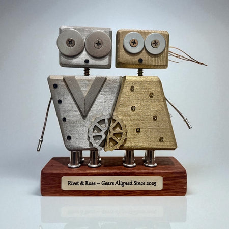 Rivet & Rose G-01 – Wooden Robot Couple (Customisable)