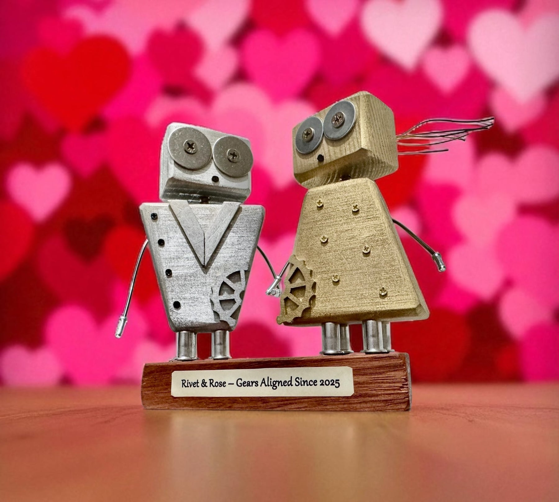 Rivet & Rose G-01 – Wooden Robot Couple (Customisable)