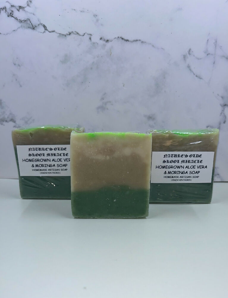 Homegrown aloe vera and moringa soap