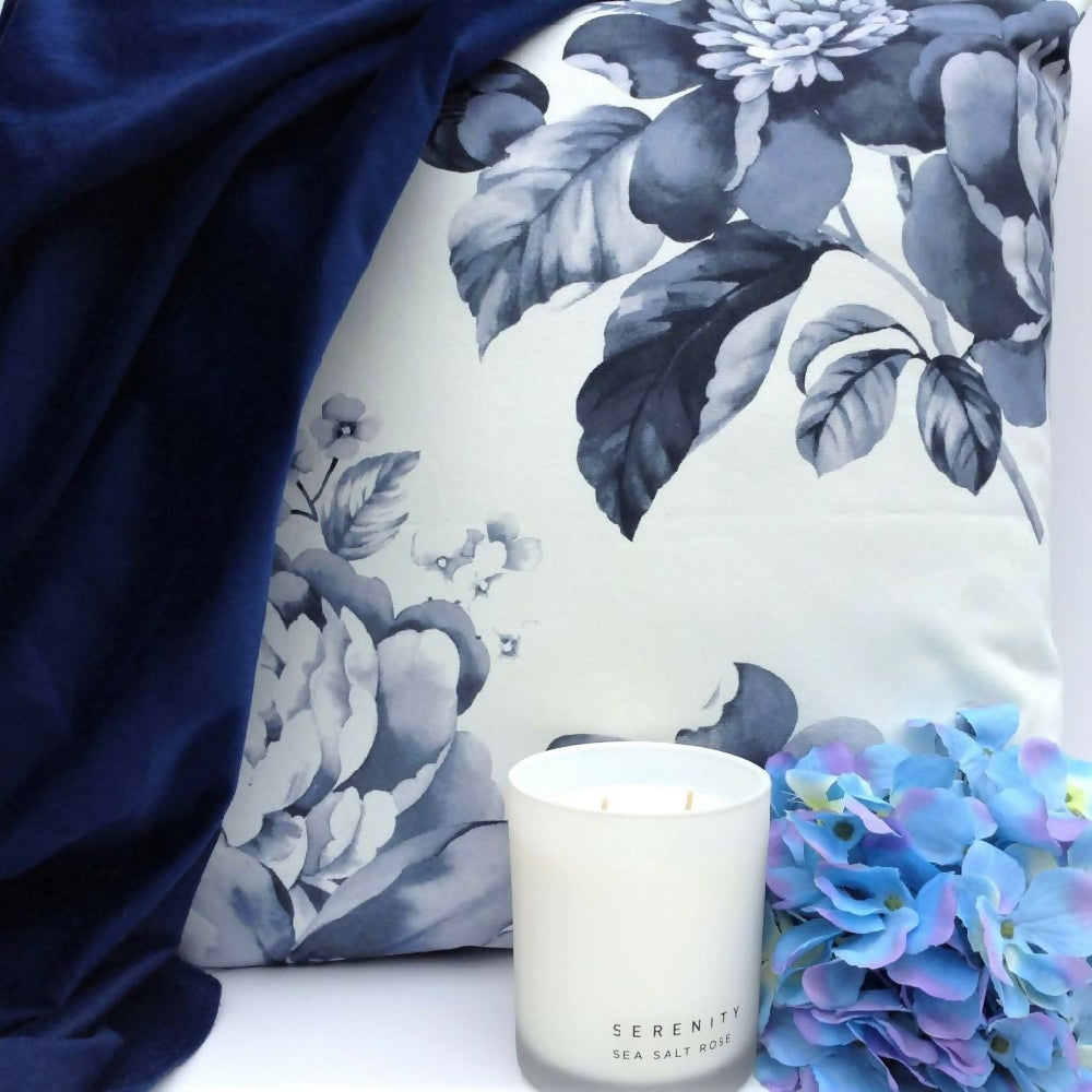 Blue and white floral cushion cover-Hamptons style