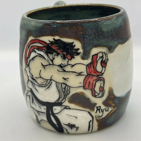 Handmade mug with Streetfighter Ryu painted on