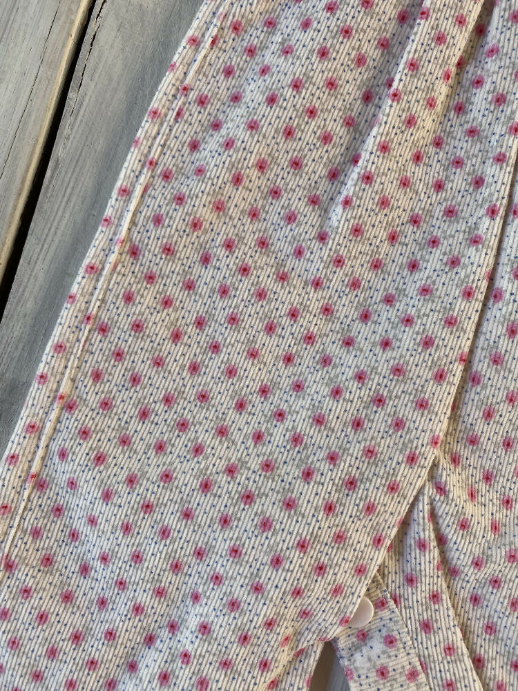 Corduroy Childs overalls pink floral on white