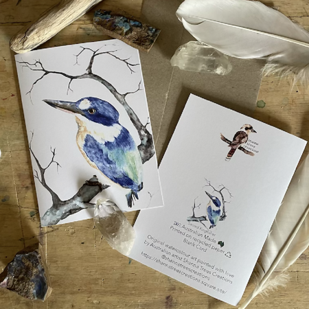 Greeting Card/Gift Card Recycled Blank C6 Kingfisher Birds Art