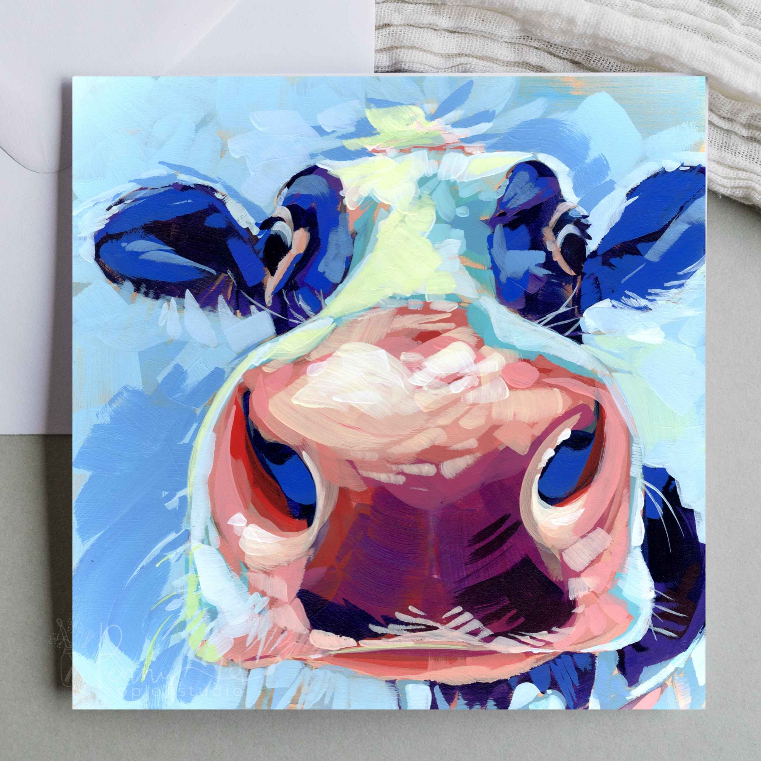 Whimsical Moo Cow Greeting Card – Ruby
