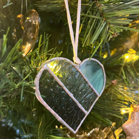 Medium Heart Stained Glass Decoration - Aqua