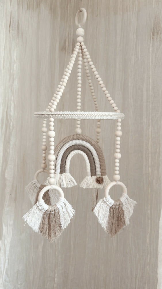 Natural Macrame Leaf Cot Baby Mobile