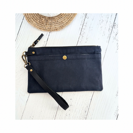 Waxed Canvas Clutch - Black