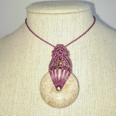 Coral Jasper Micro Macrame Necklace