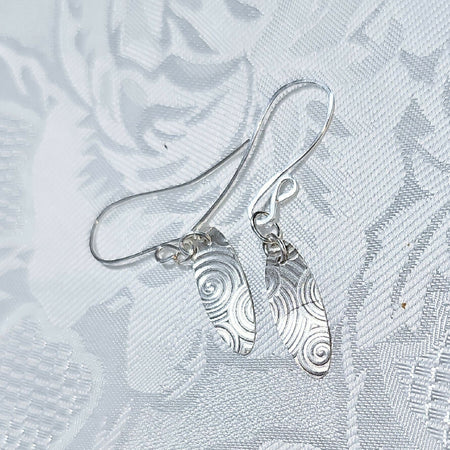 Fine Silver Embossed Disc Earrings #3