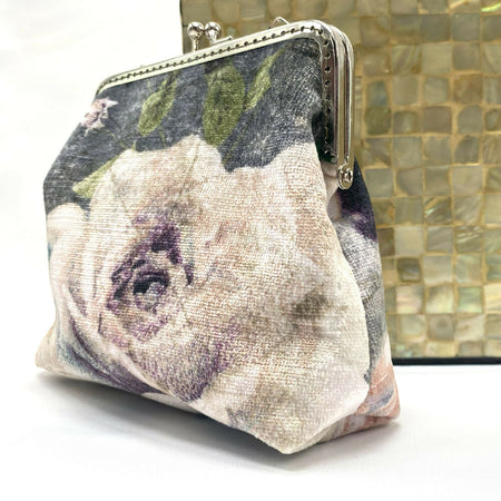 Square kiss-lock frame purse - velvet floral print