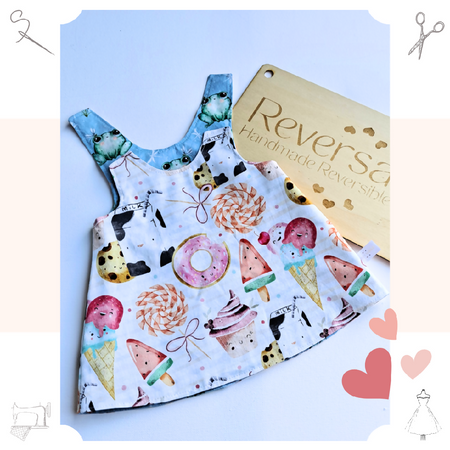 Sweetie Pops Reversible Pinafore dress with Frogs Inside