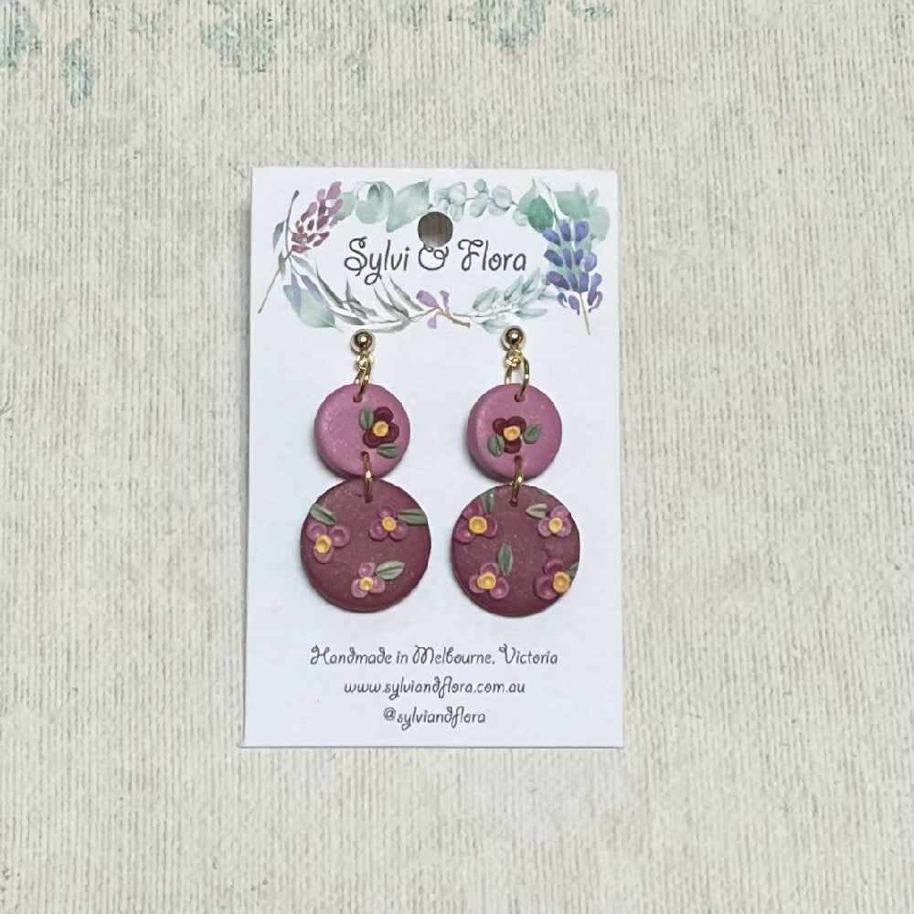 Burgundy Floral Earrings