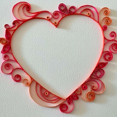 Quilled Heart Card with outer swirls in red