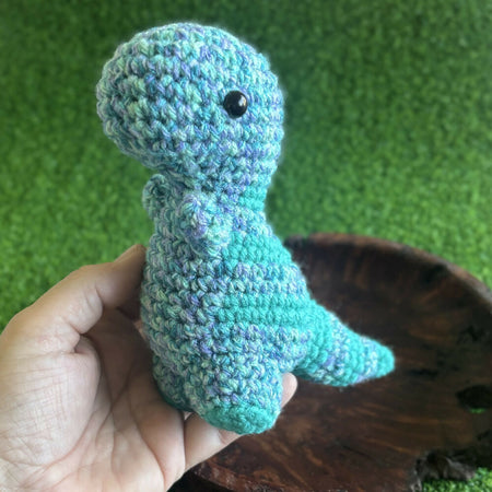 Dinosaur T-Rex Small Crochet Toy Blue