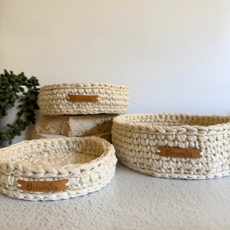 Nesting Handmade Basket Set | Neutral Sand| Recycled Textile yarn