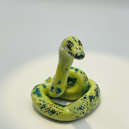 Ceramic Green Snake ornament/ chopstick rest/ brush rest/ plant decor