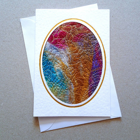 Embroidered silk paper card 12