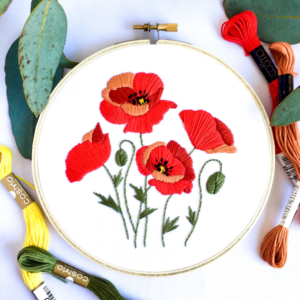 Poppies Modern Embroidery Kit