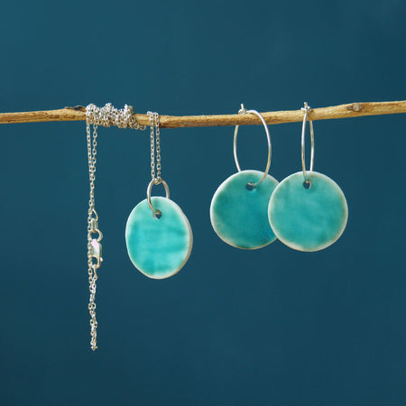 Turquoise Porcelain Earrings - Medium