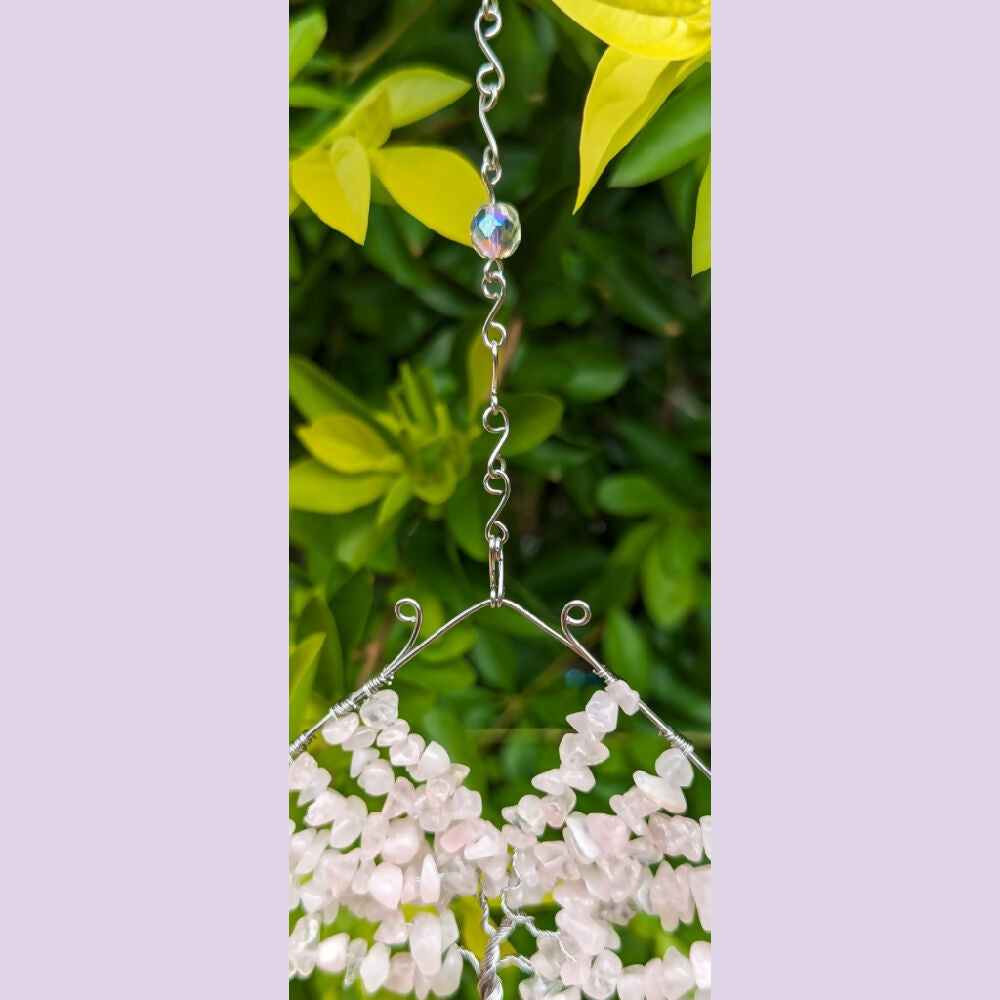 Tree of life suncatcher ~ harmony light ~ rose quartz gemstones ~