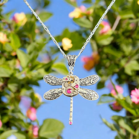 Steampunk dragonfly necklace
