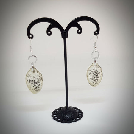 Beautiful EPNS silver oval earrings with organic beaten design