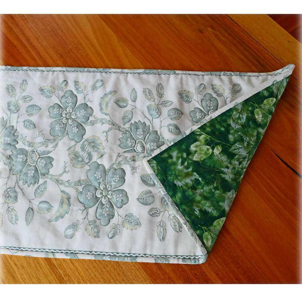 Pretty green furnishing fabric table runner, gift idea. free post