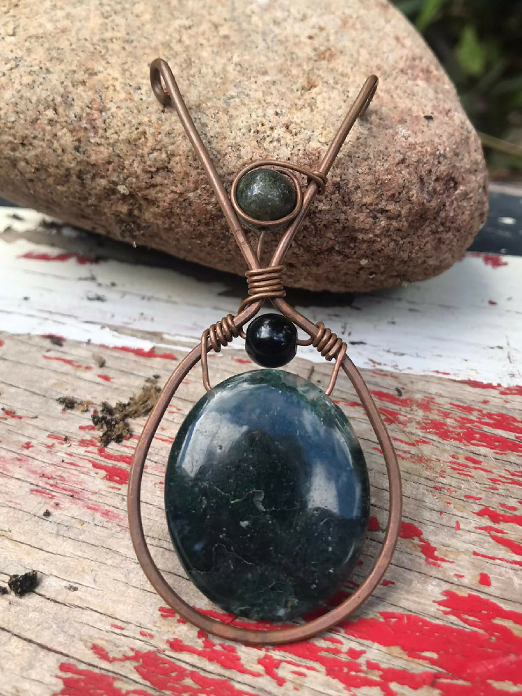 Moss Agate copper necklace