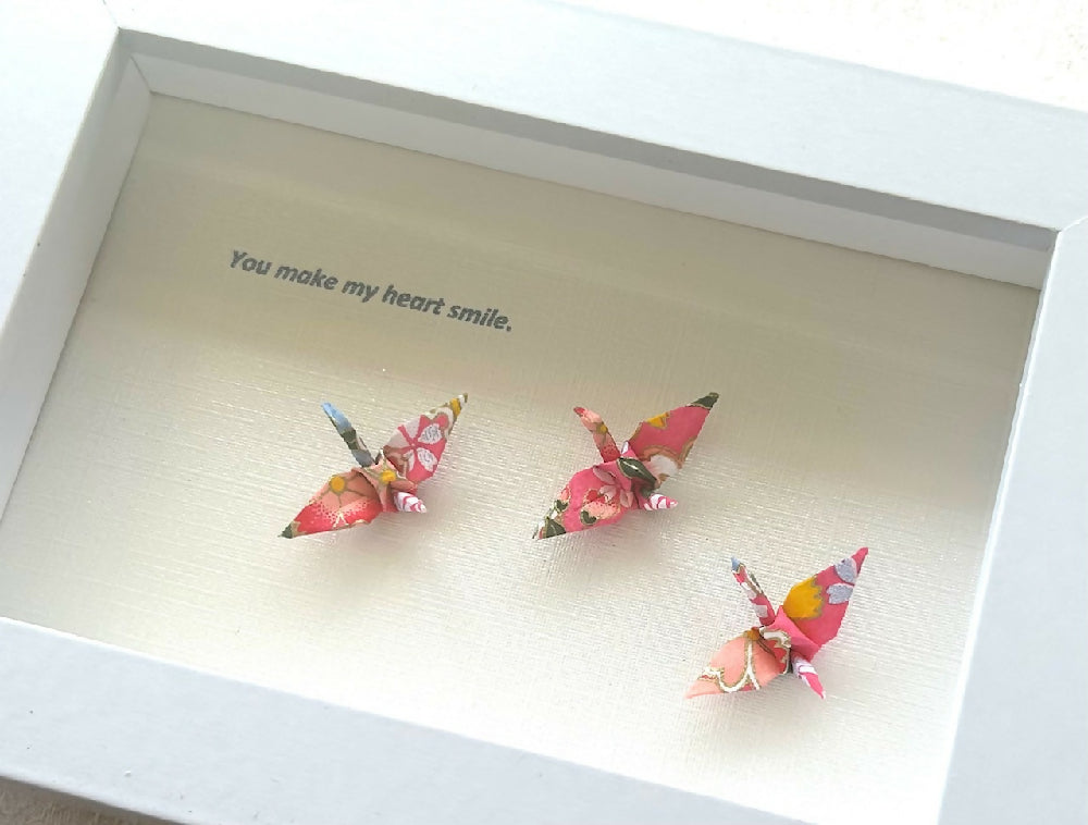 Framed inspiration quote and colourful cranes - I haven't been everywhere but it's on my list