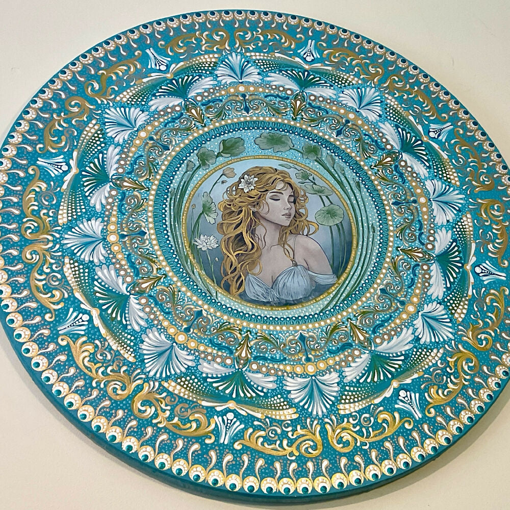 60cm Mandala Painting Acrylic Abstract on Round Canvas Frame, Original Artwork