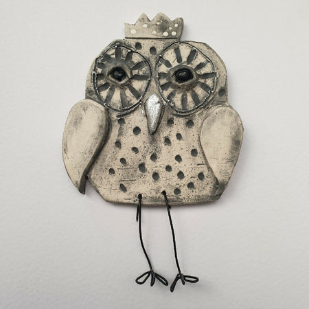 owl, clay, gift, spotty crown