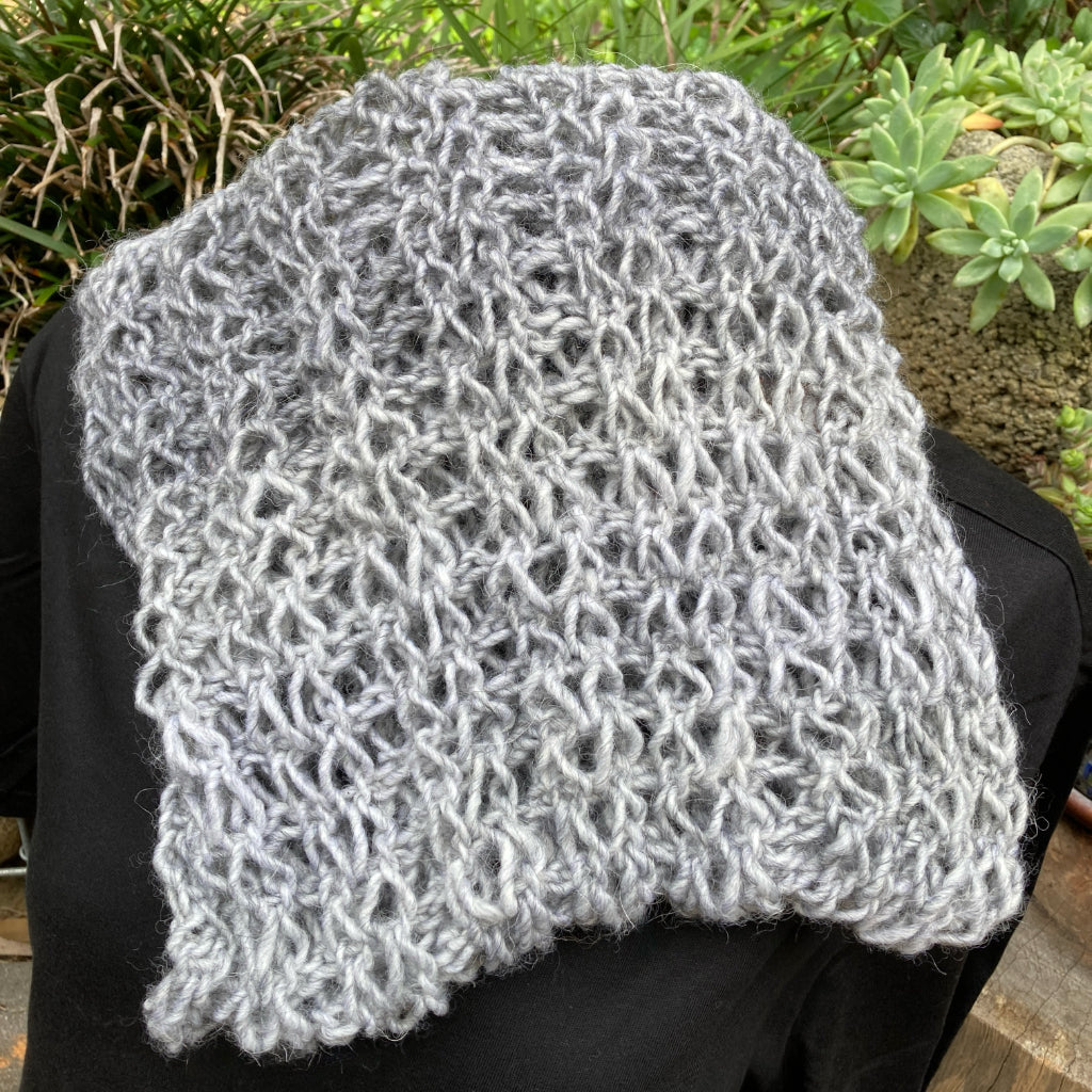 Hand-knitted Cowl - Scarf - Soft and Stretchy - Silver/Grey