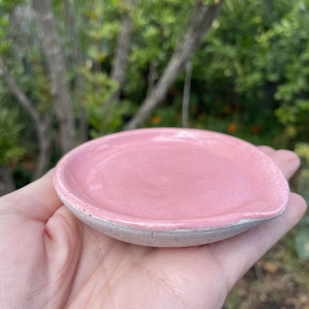 Ceramic Spoon rest - pink glazed