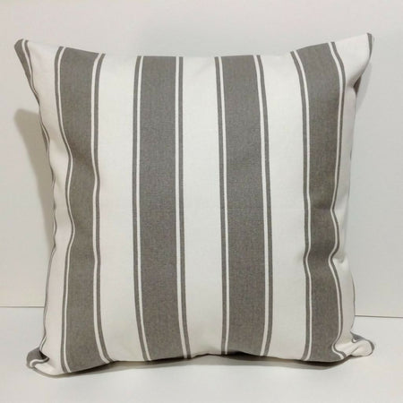 Grey and cream white striped cushion cover